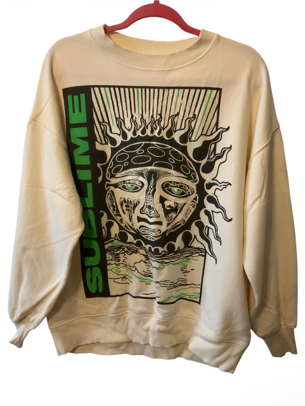 American Eagle Outfitters Cream Crewneck with Sublime Graphic Sweatshirt. XS